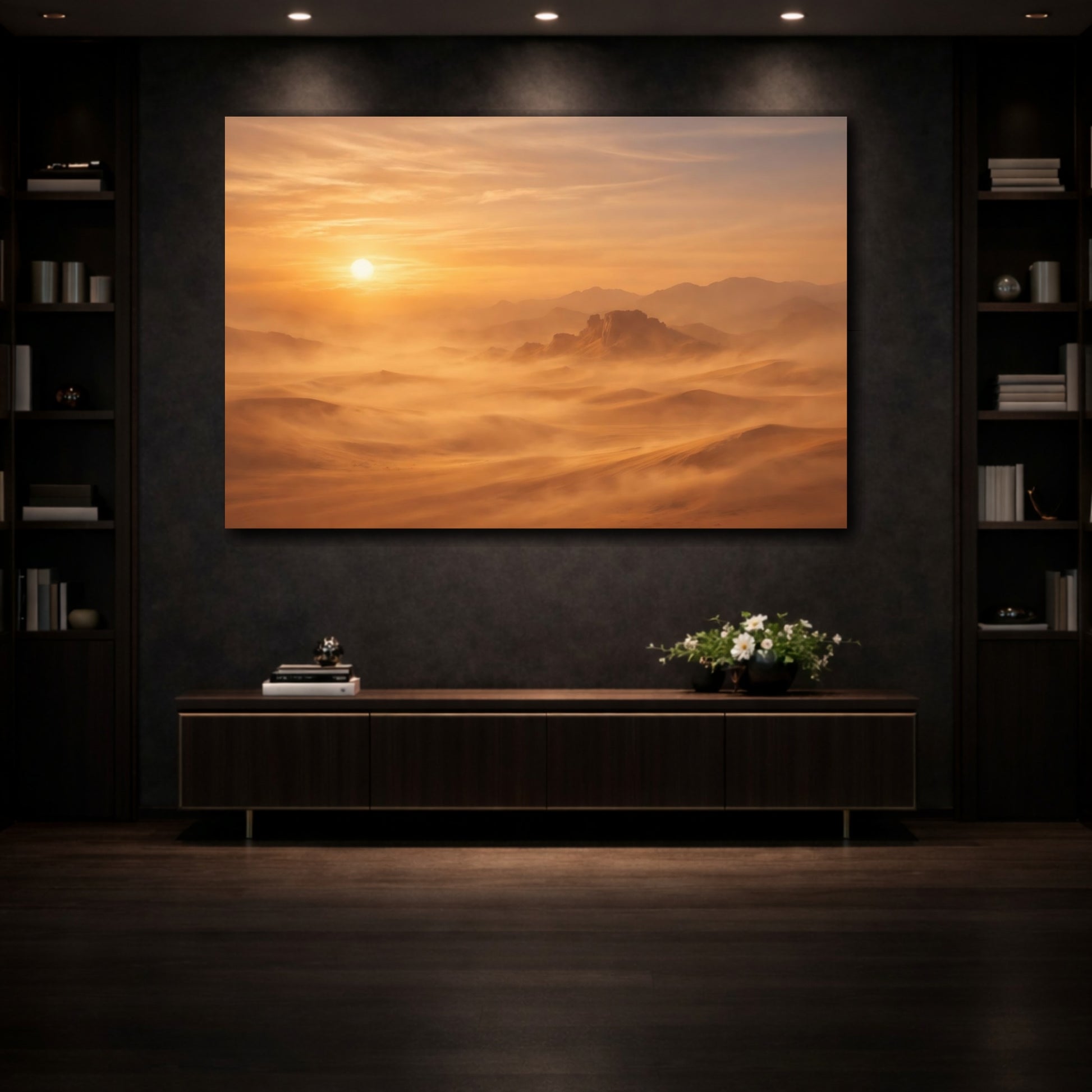 Mockup 3. Nature Desert Landscape Orange Desert shown as stretched canvas wall art