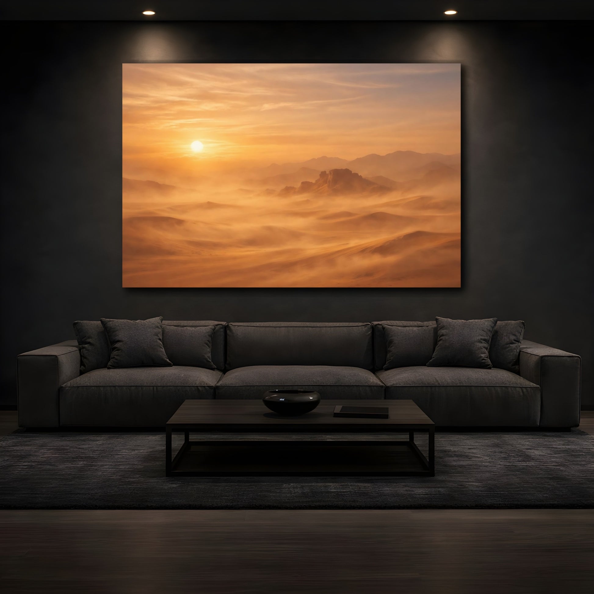 Mockup 4. Nature Desert Landscape Orange Desert shown as stretched canvas wall art