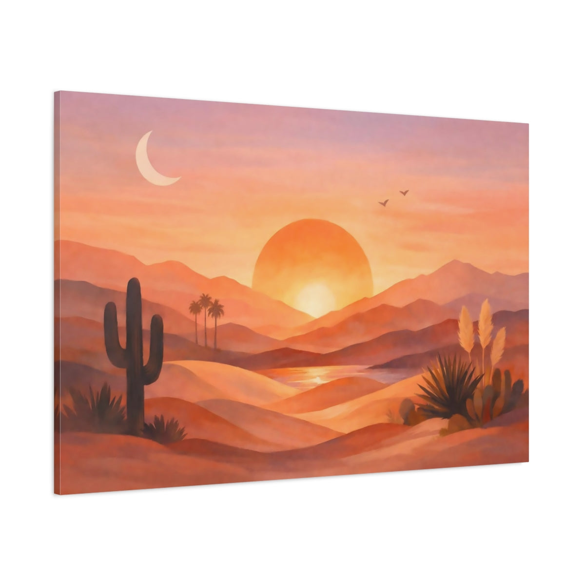 Nature Desert Landscape Orange Desert Sunset shown as stretched canvas wall art