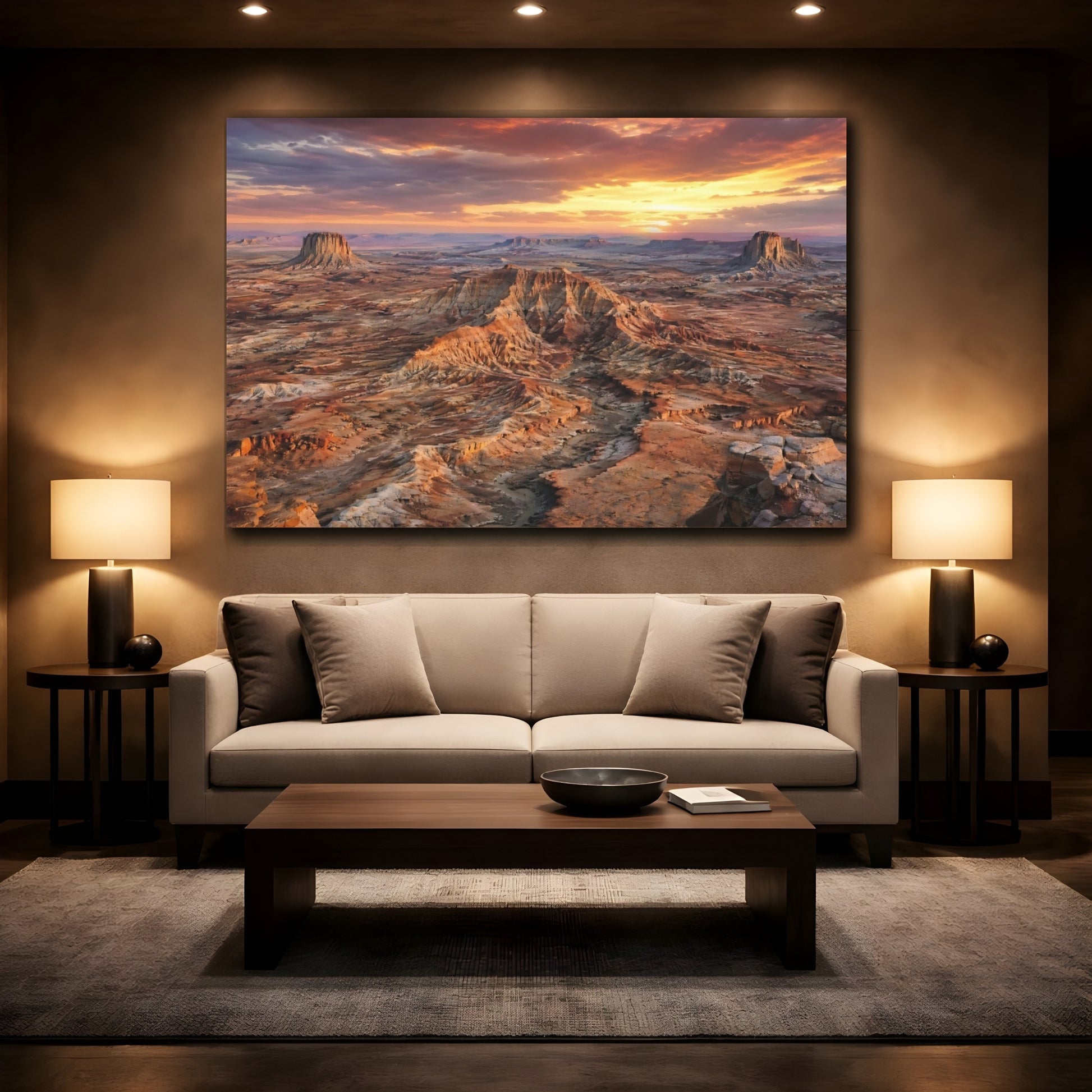 Mockup 2. Nature Desert Landscape Orange Landscape shown as stretched canvas wall art