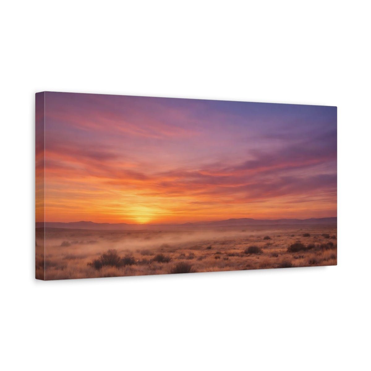 Nature Desert Landscape Orange Purple Sunset - Canvas Wall Art Print - YesArtYes