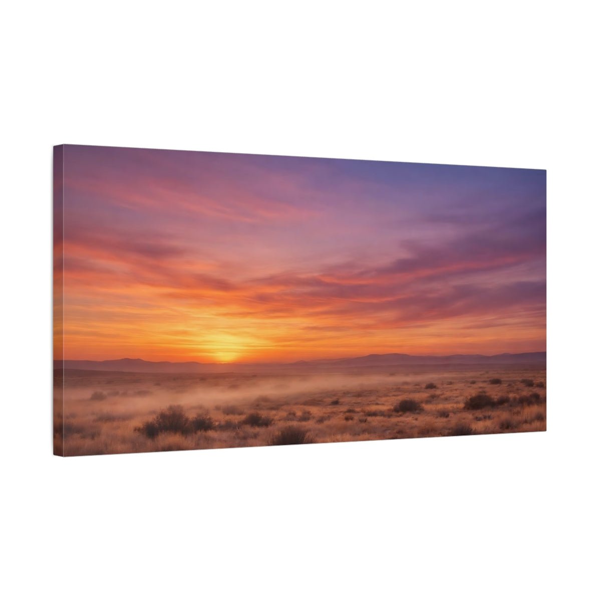 Nature Desert Landscape Orange Purple Sunset - Canvas Wall Art Print - YesArtYes