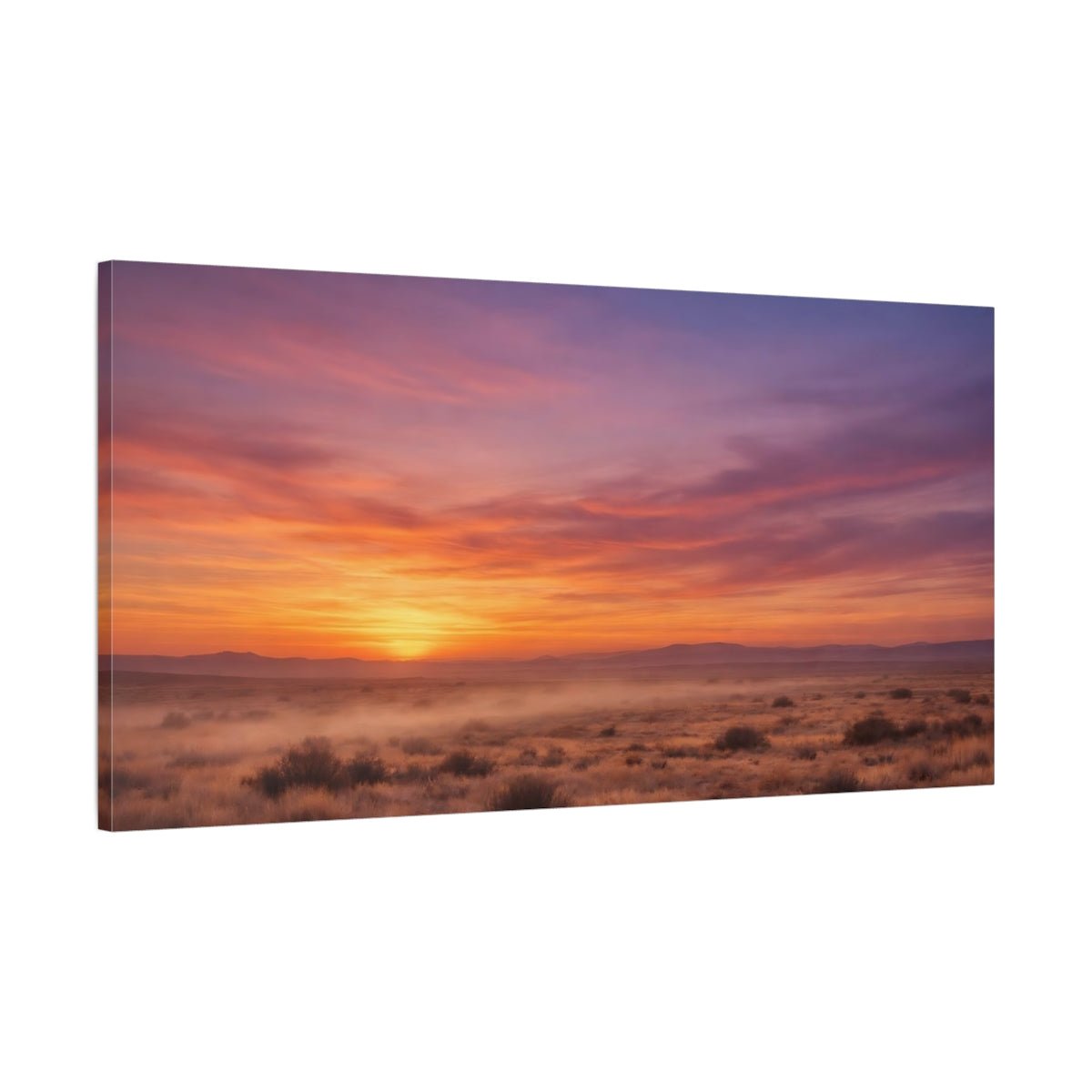 Nature Desert Landscape Orange Purple Sunset - Canvas Wall Art Print - YesArtYes