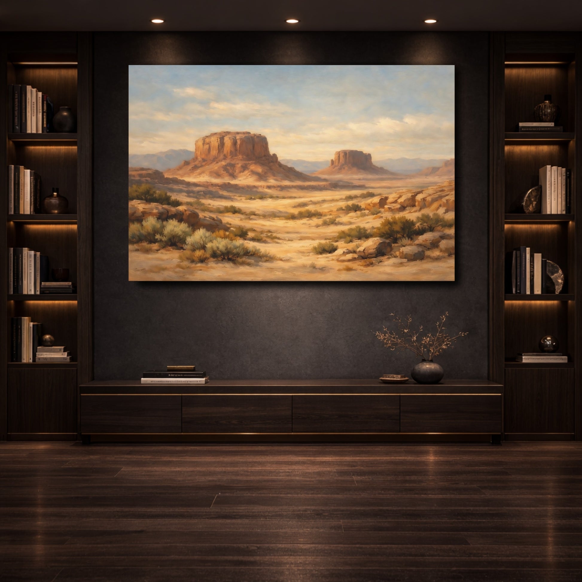 Mockup 3. Nature Desert Landscape Southwest Desert shown as stretched canvas wall art