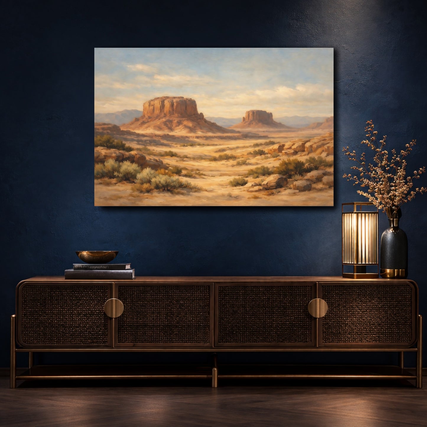 Mockup 4. Nature Desert Landscape Southwest Desert shown as stretched canvas wall art