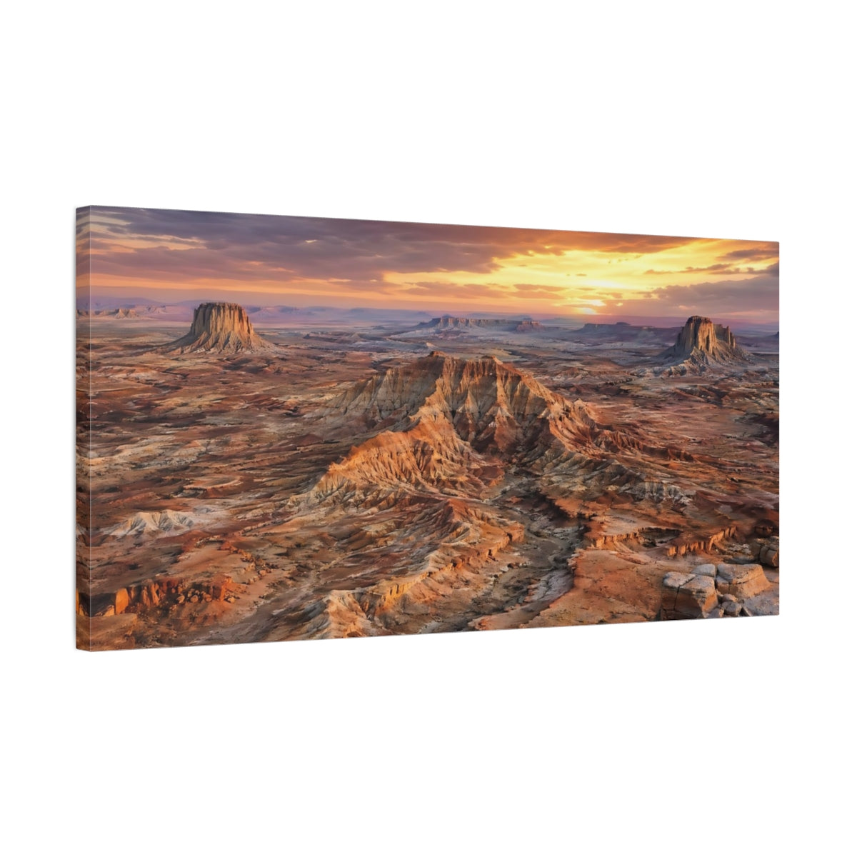 Side Mockup 1. Nature Desert Landscape Desert Sunset shown as stretched canvas wall art
