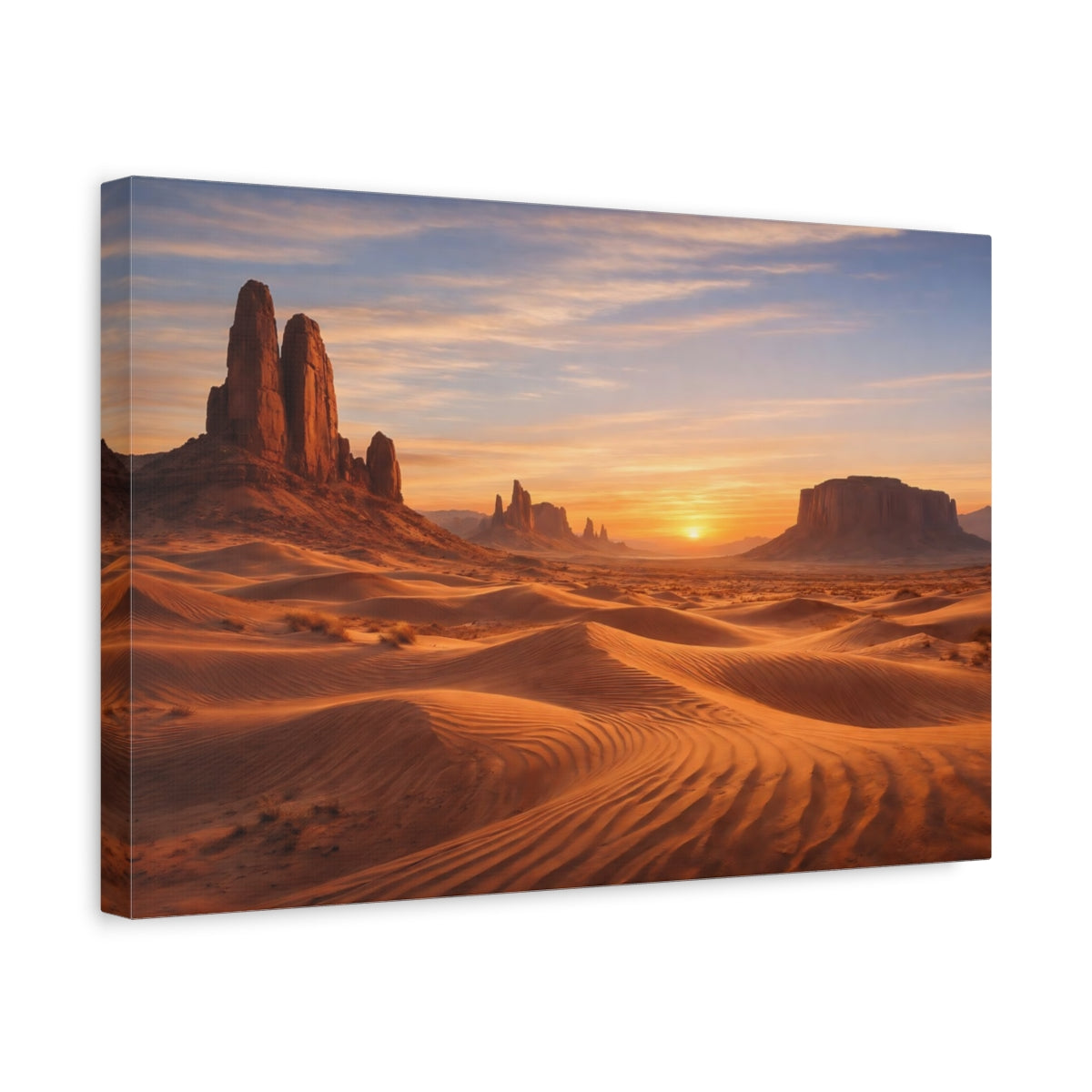 Side Mockup 4. Nature Desert Landscape Desert Sunset shown as stretched canvas wall art