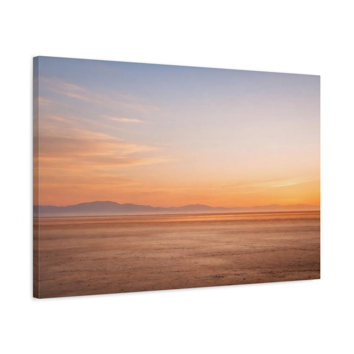 Side Mockup 2. Nature Desert Landscape Desert Sunset shown as stretched canvas wall art