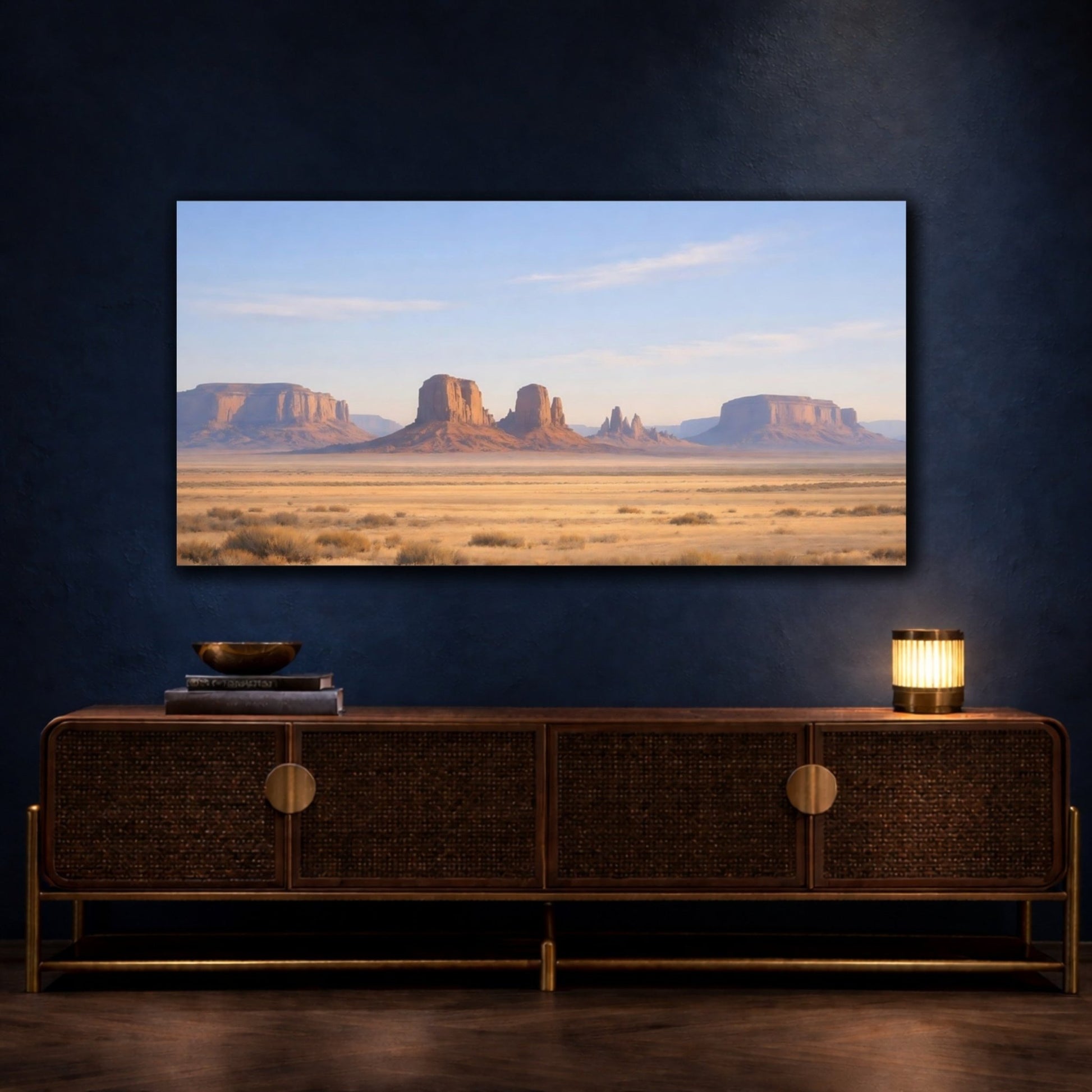 Nature Desert Landscape Tan Blue - Canvas Wall Art Print - YesArtYes