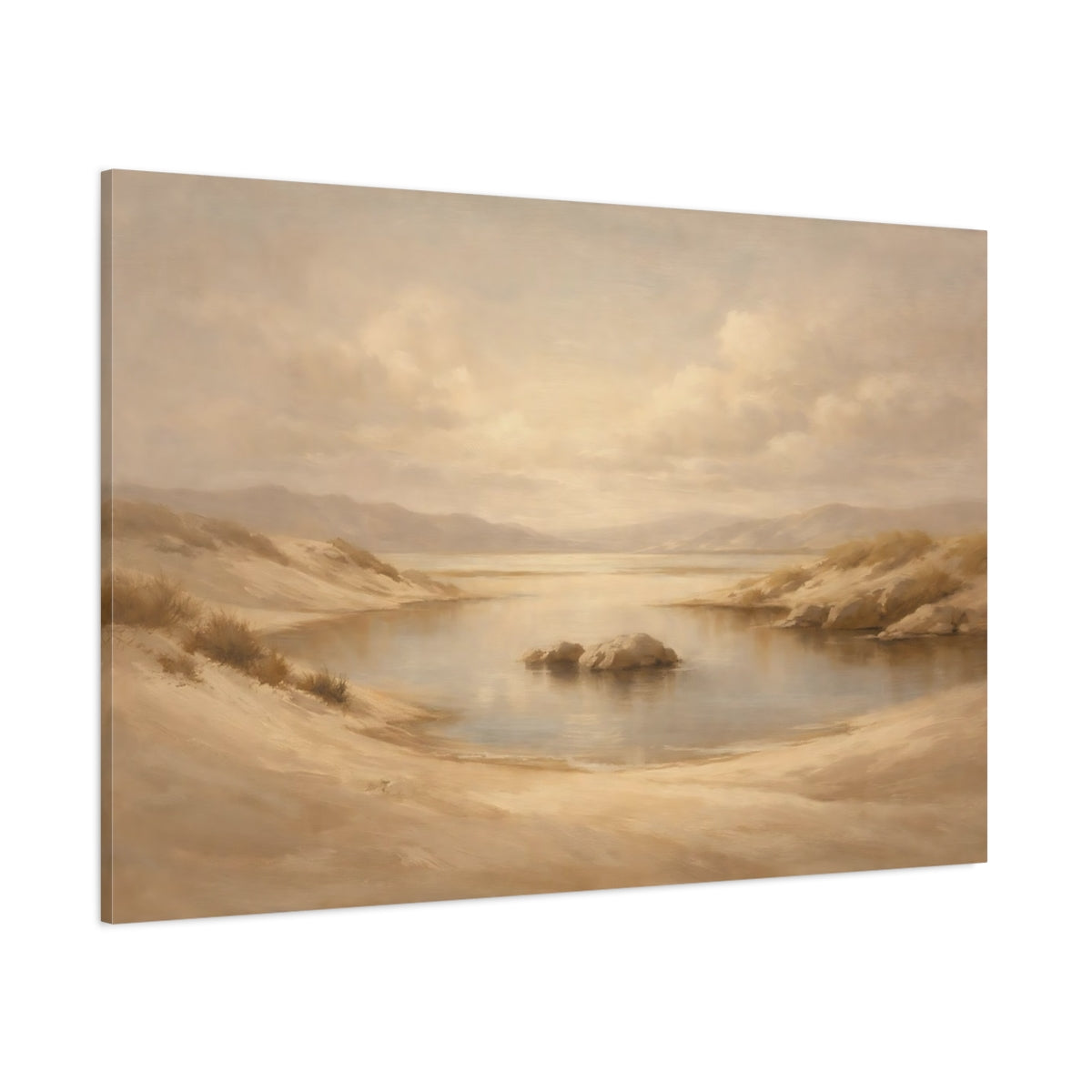 Main Mockup. Nature Desert Landscape Warm Beige Landscape shown as stretched canvas wall art
