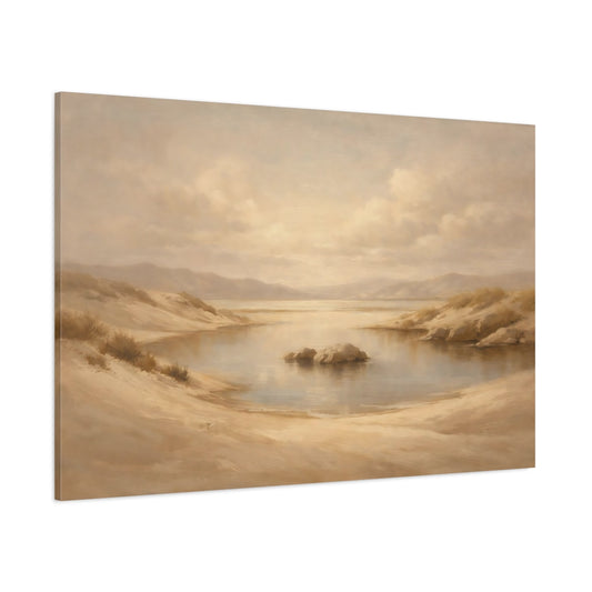 Main Mockup. Nature Desert Landscape Warm Beige Landscape shown as stretched canvas wall art