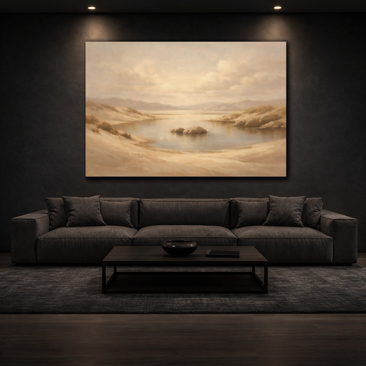 Mockup 2. Nature Desert Landscape Warm Beige Landscape shown as stretched canvas wall art