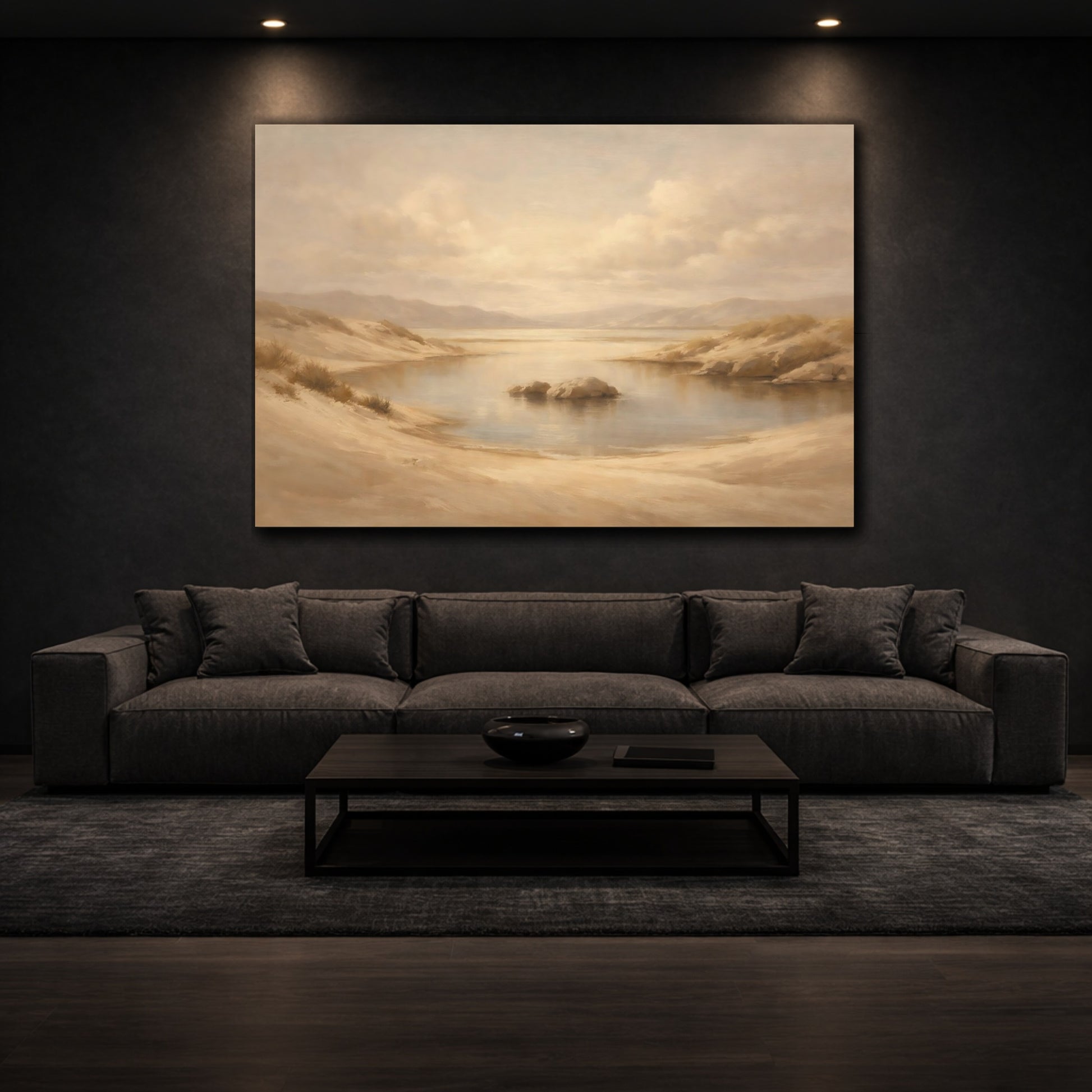 Mockup 2. Nature Desert Landscape Warm Beige Landscape shown as stretched canvas wall art