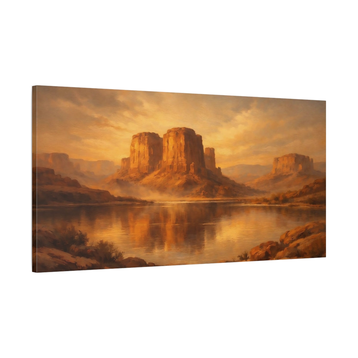 Side Mockup 1. Nature Desert Landscape Warm Desert Landscape shown as stretched canvas wall art