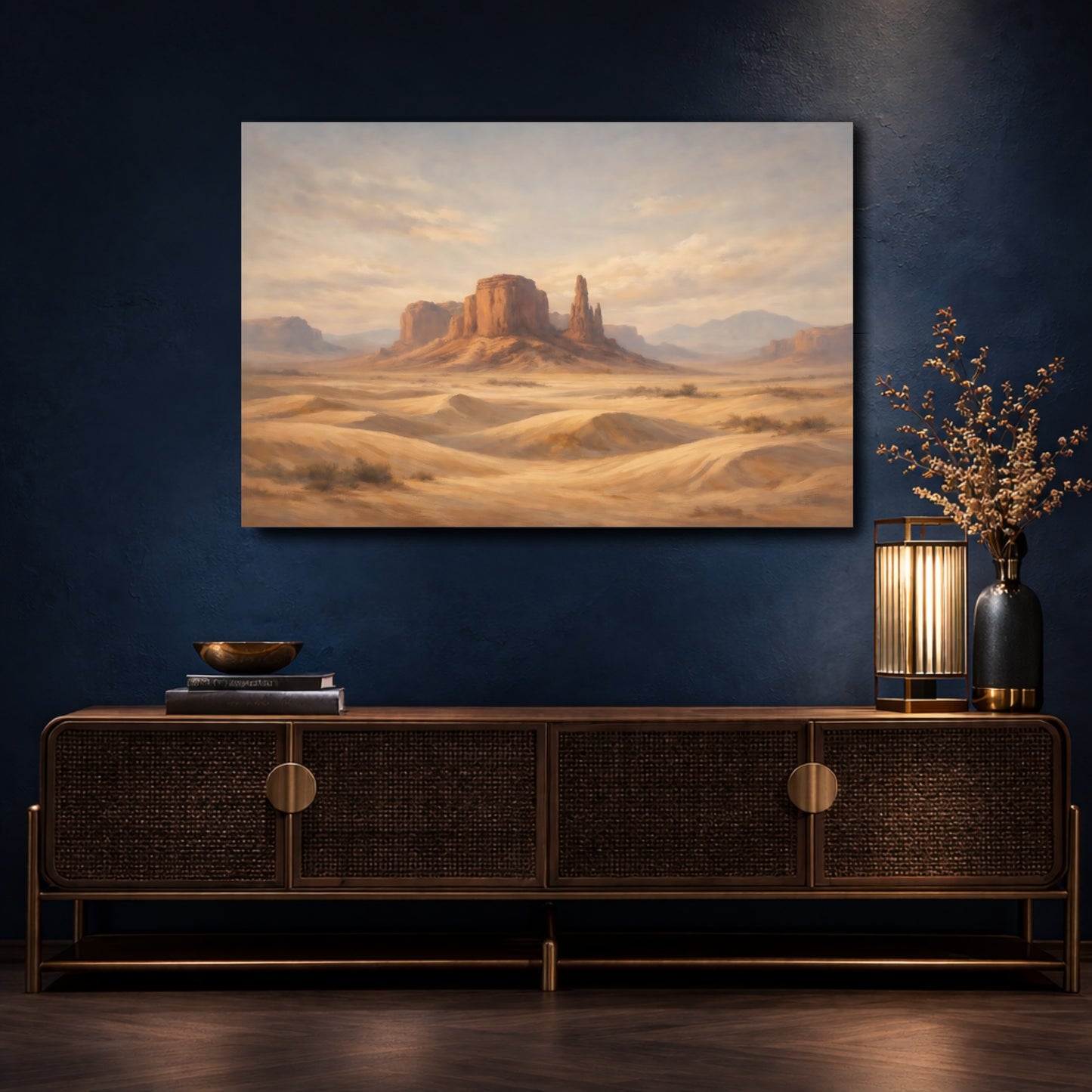 Mockup 4. Nature Desert Landscape Warm Desert Landscape shown as stretched canvas wall art