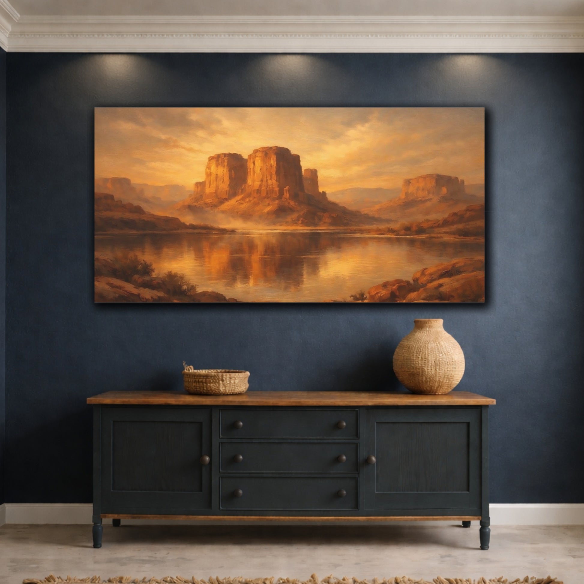 Mockup 4. Nature Desert Landscape Warm Desert Landscape shown as stretched canvas wall art