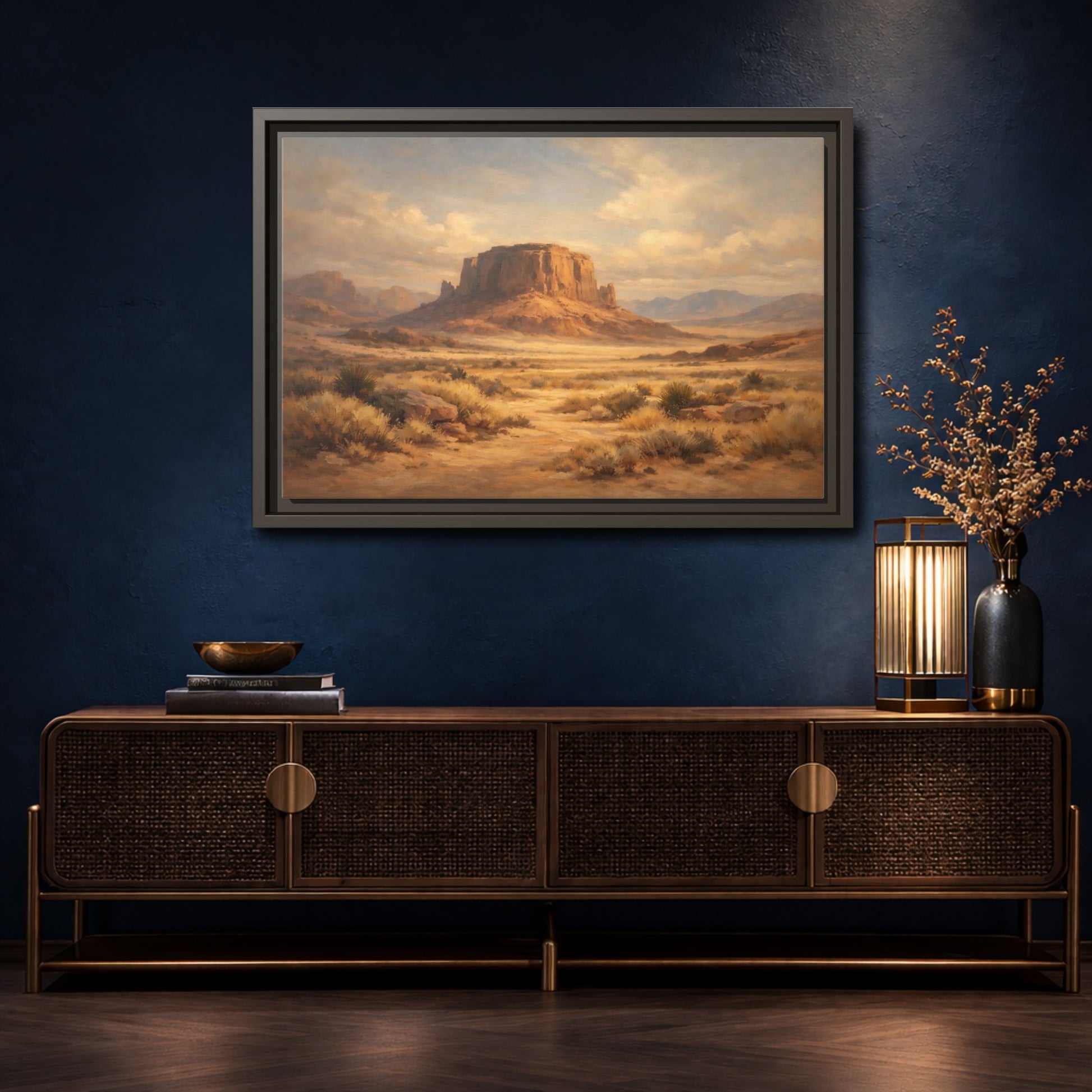 Mockup 4. Nature Desert Mesa Desert Landscape shown as stretched canvas wall art