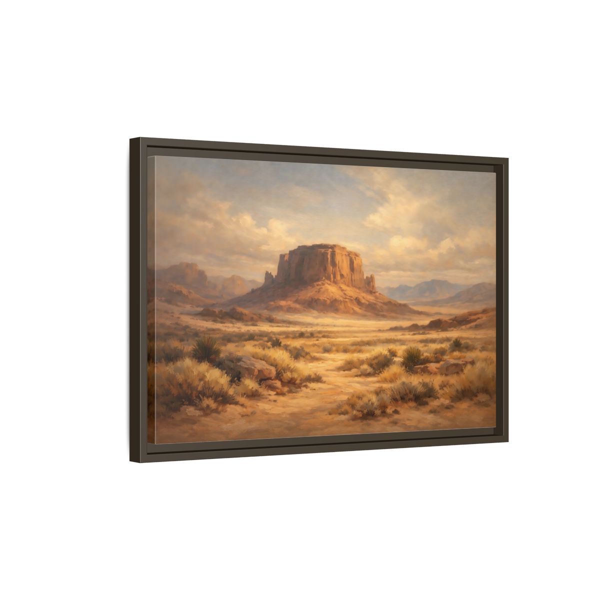 Side Mockup 2. Nature Desert Mesa Desert Landscape shown as stretched canvas wall art