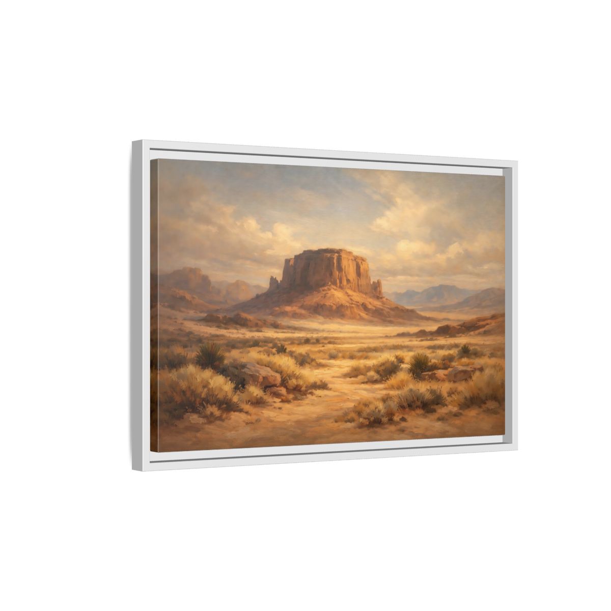 Side Mockup 1. Nature Desert Mesa Desert Landscape shown as stretched canvas wall art