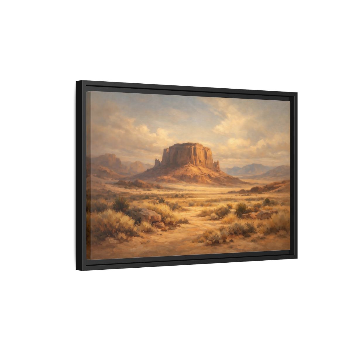 Side Mockup 3. Nature Desert Mesa Desert Landscape shown as stretched canvas wall art