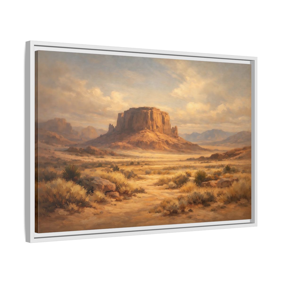 Side Mockup 10. Nature Desert Mesa Desert Landscape shown as stretched canvas wall art