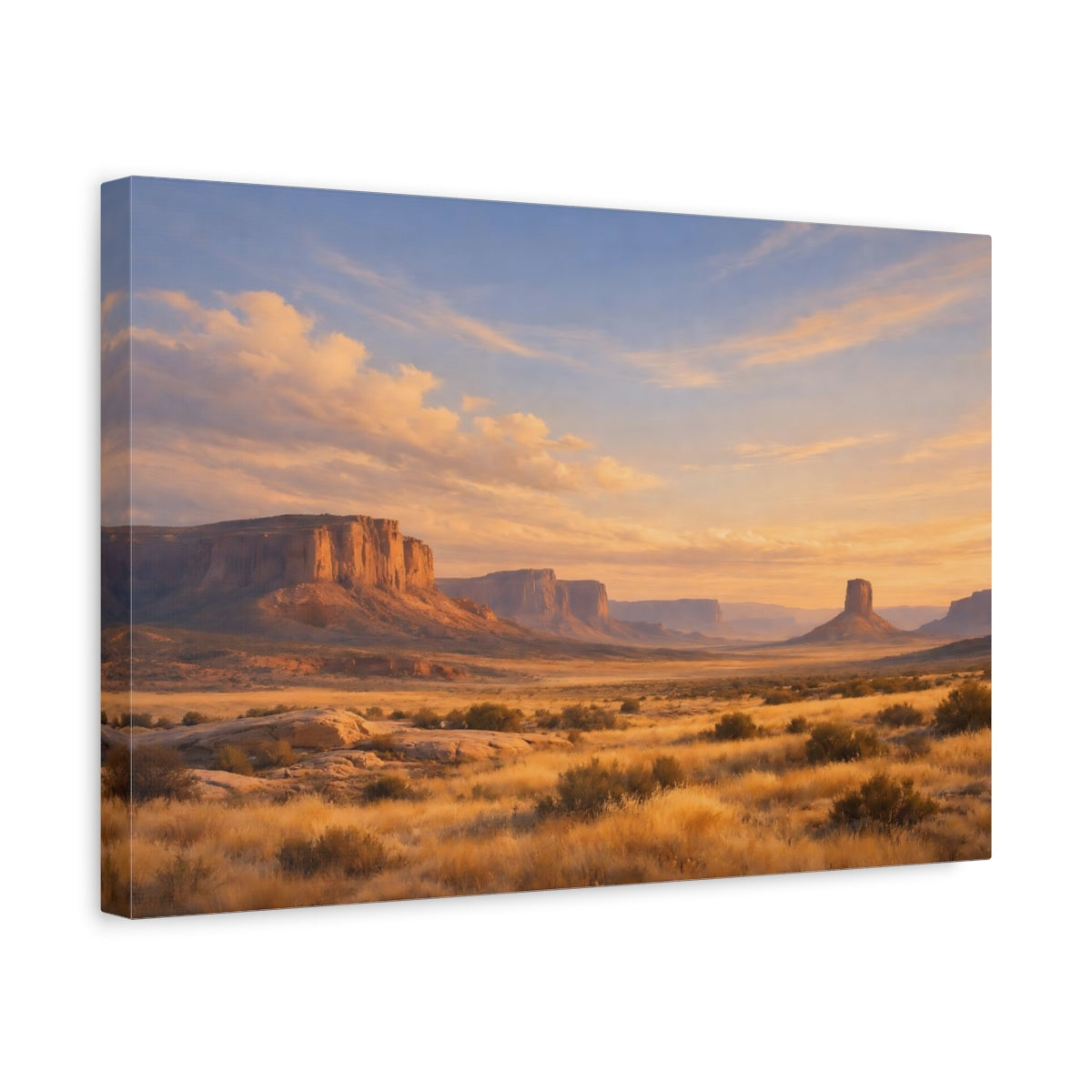 Side Mockup 4. Nature Desert Mesa Orange Blue Landscape shown as stretched canvas wall art