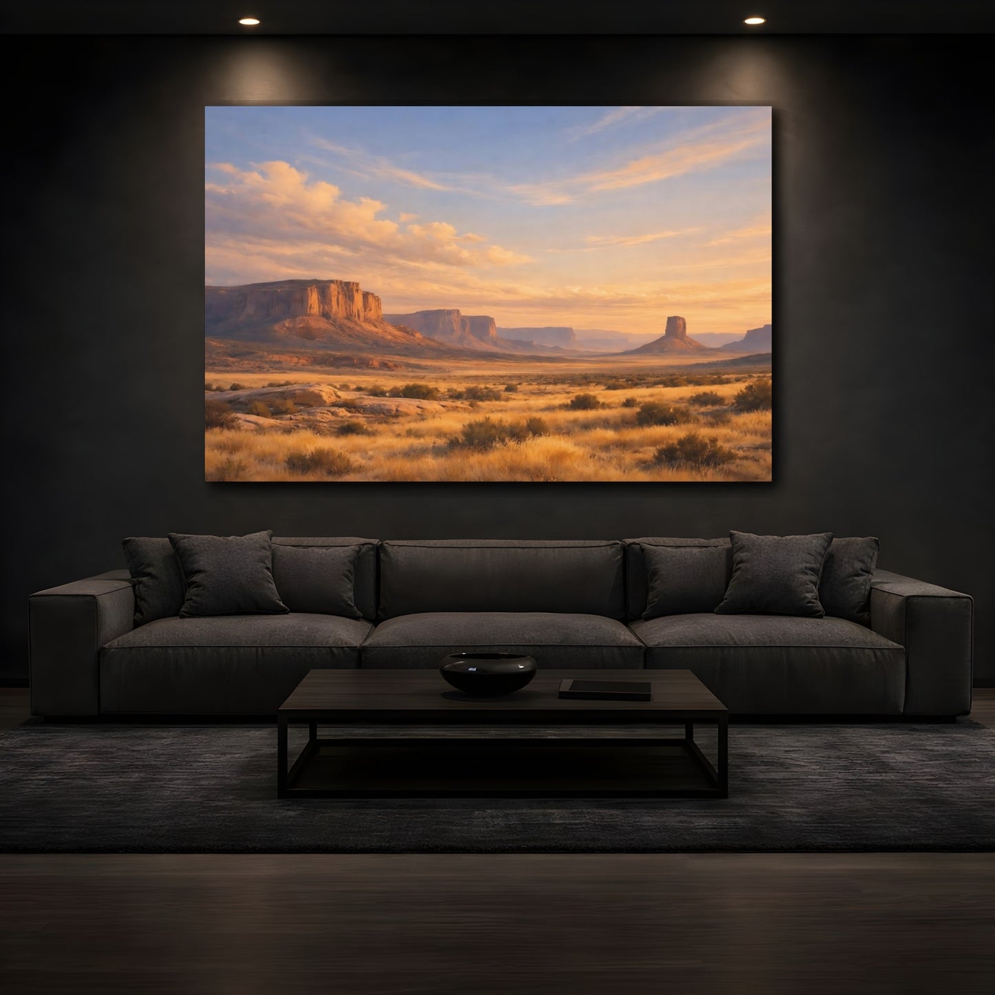 Mockup 4. Nature Desert Mesa Orange Blue Landscape shown as stretched canvas wall art