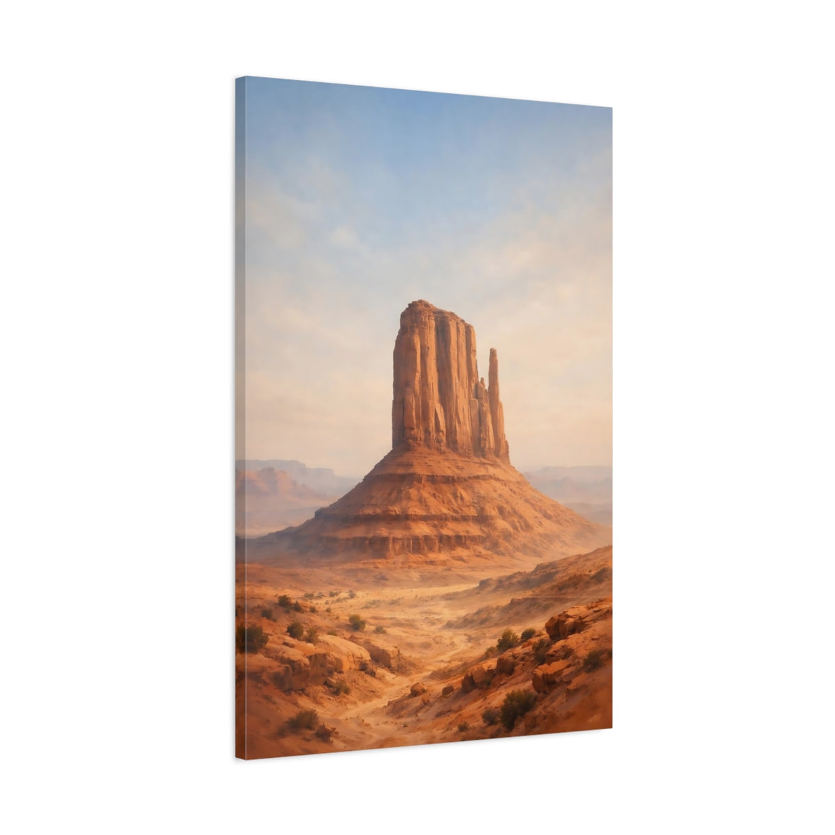 Side Mockup 1. Nature Desert Mesa Orange Desert shown as stretched canvas wall art