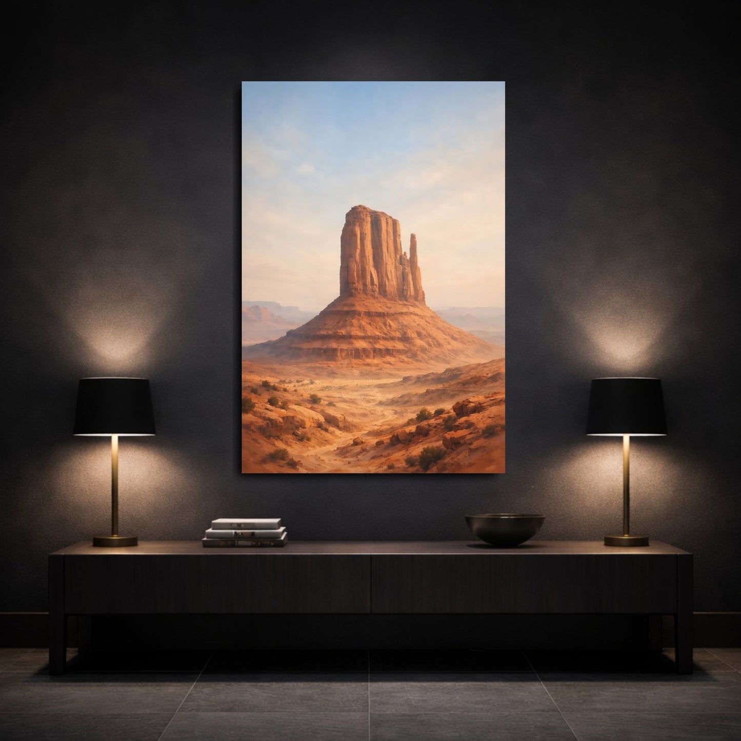 Mockup 2. Nature Desert Mesa Orange Desert shown as stretched canvas wall art