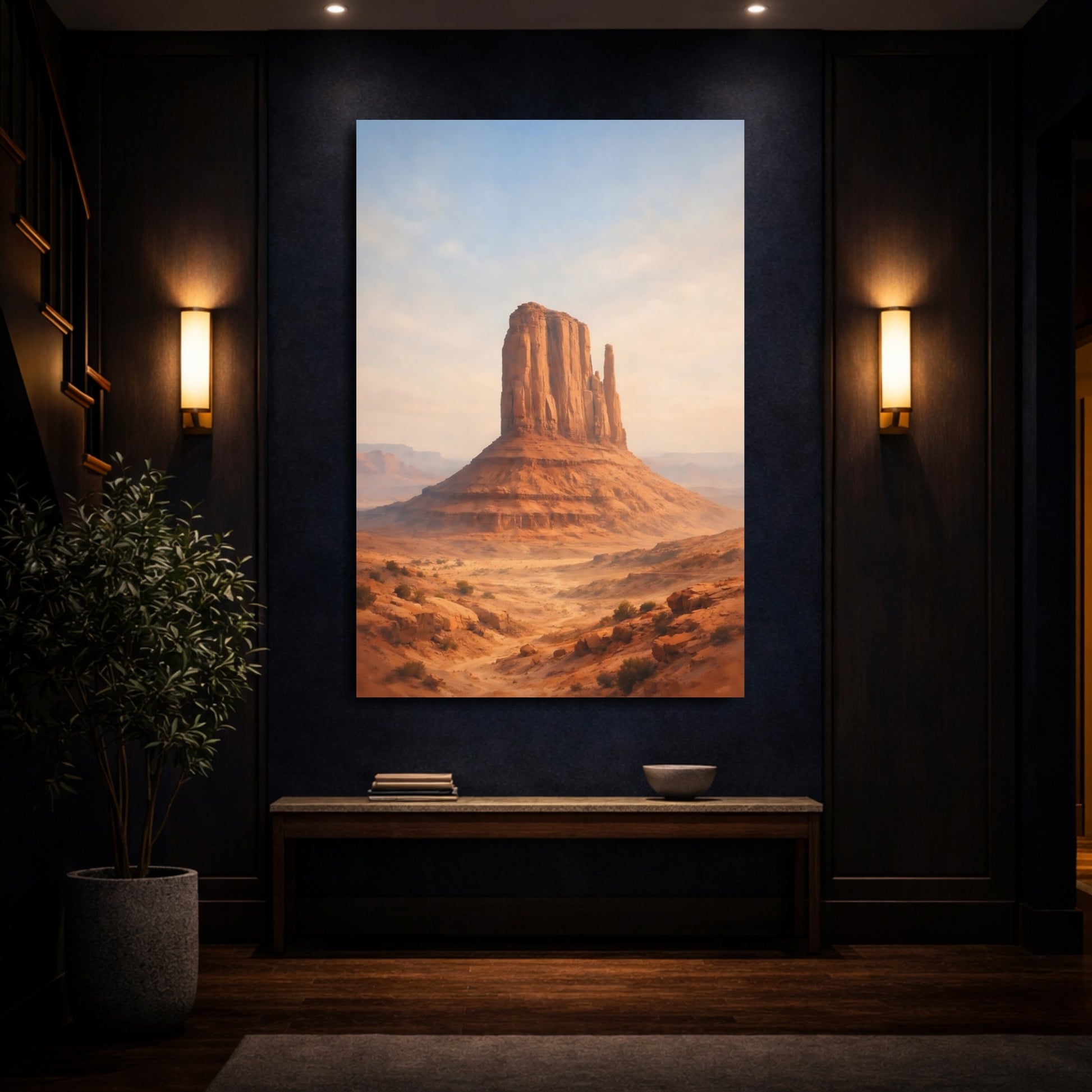 Mockup 3. Nature Desert Mesa Orange Desert shown as stretched canvas wall art