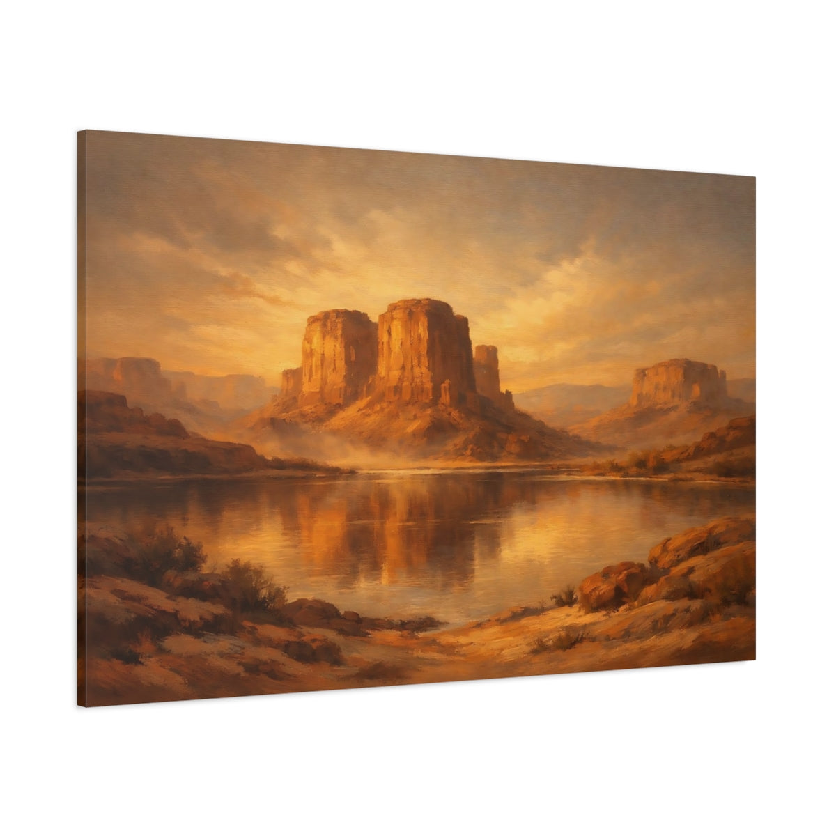 Main Mockup. Nature Desert Mesas Golden Mesa Landscape shown as stretched canvas wall art