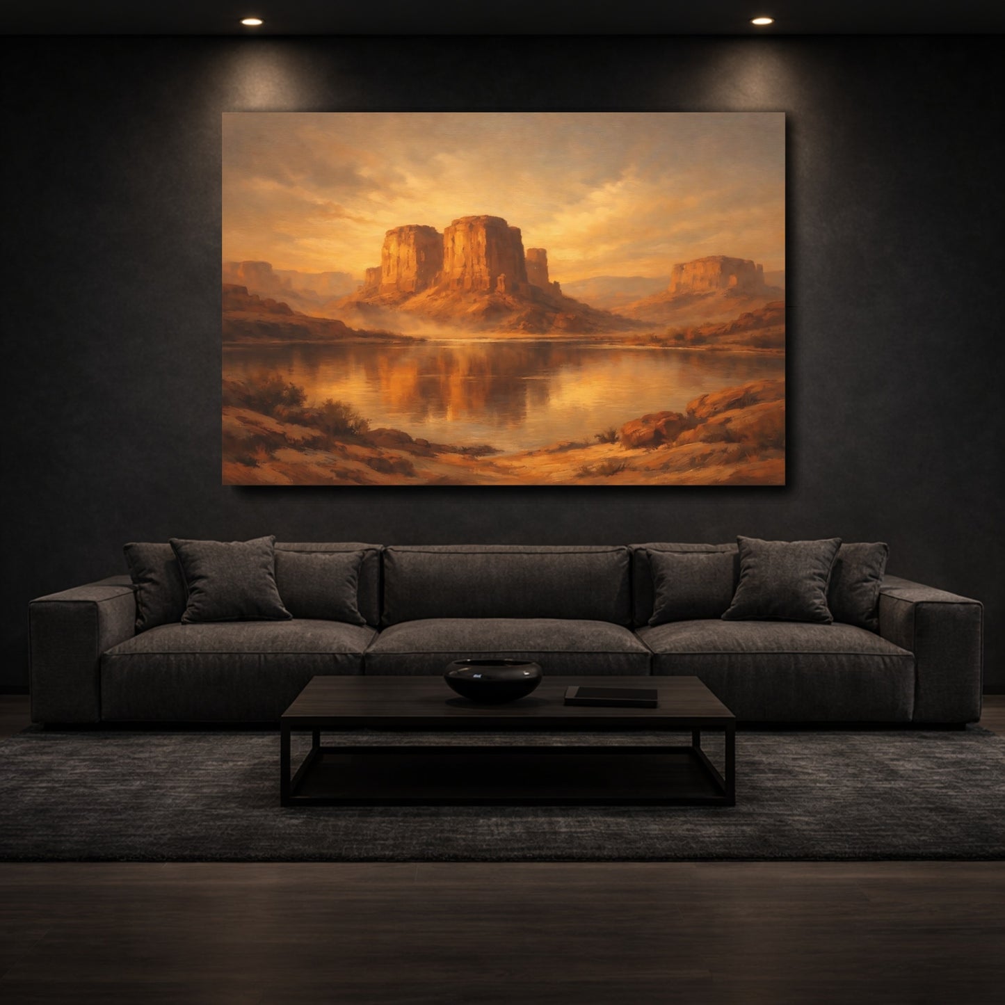 Mockup 2. Nature Desert Mesas Golden Mesa Landscape shown as stretched canvas wall art