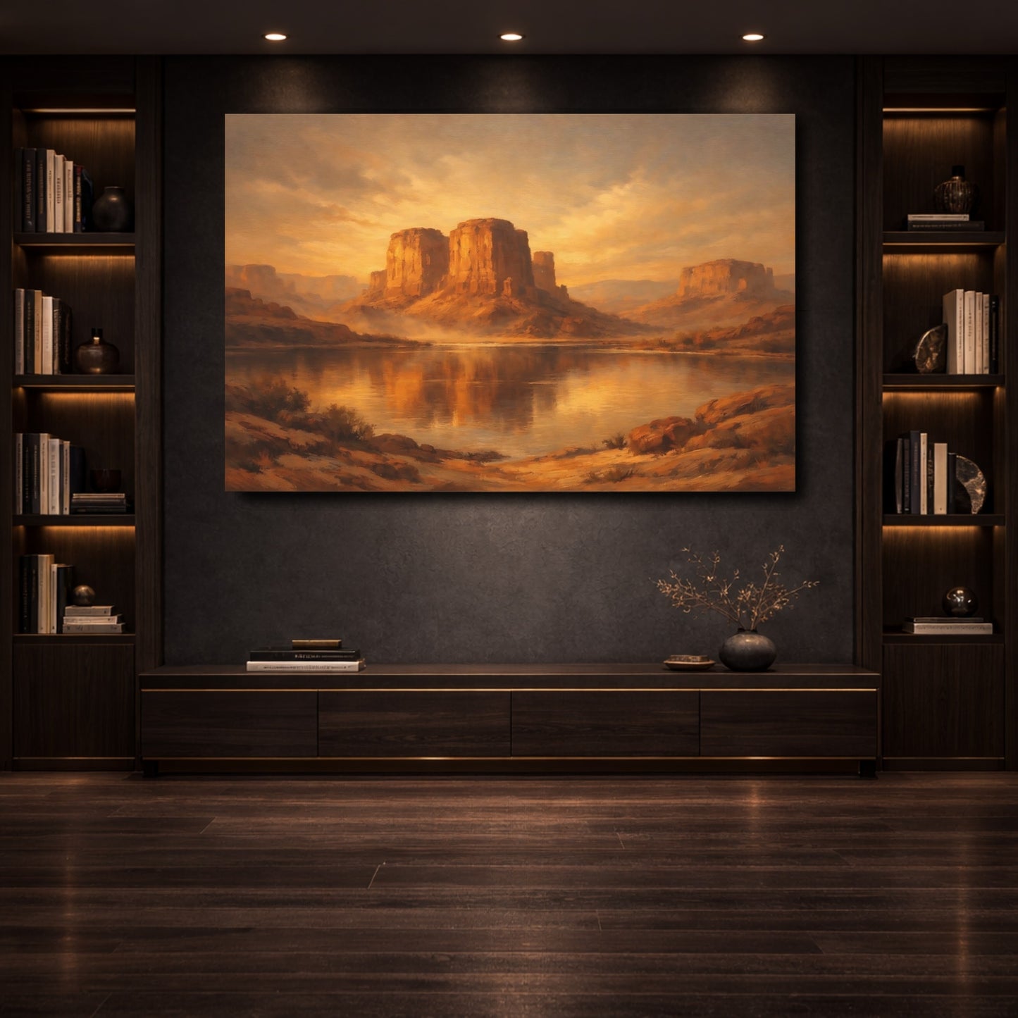 Mockup 3. Nature Desert Mesas Golden Mesa Landscape shown as stretched canvas wall art