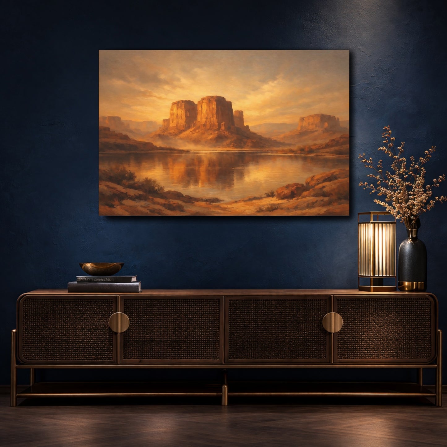 Mockup 4. Nature Desert Mesas Golden Mesa Landscape shown as stretched canvas wall art
