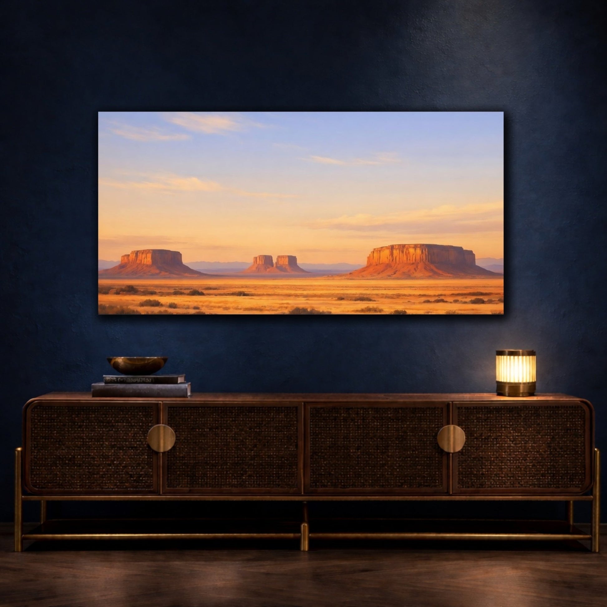 Nature Desert Mesas Orange And Blue - Canvas Wall Art Print - YesArtYes