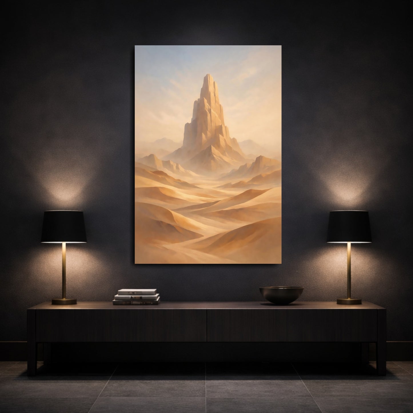 Mockup 2. Nature Desert Mountain Desert Landscape shown as stretched canvas wall art