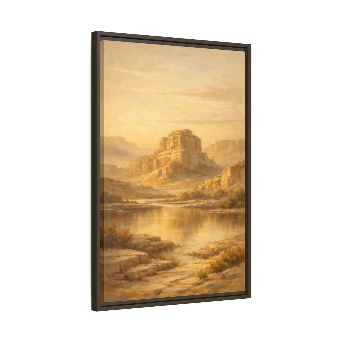 Side Mockup 12. Nature Desert Mountain Golden Desert shown as stretched canvas wall art