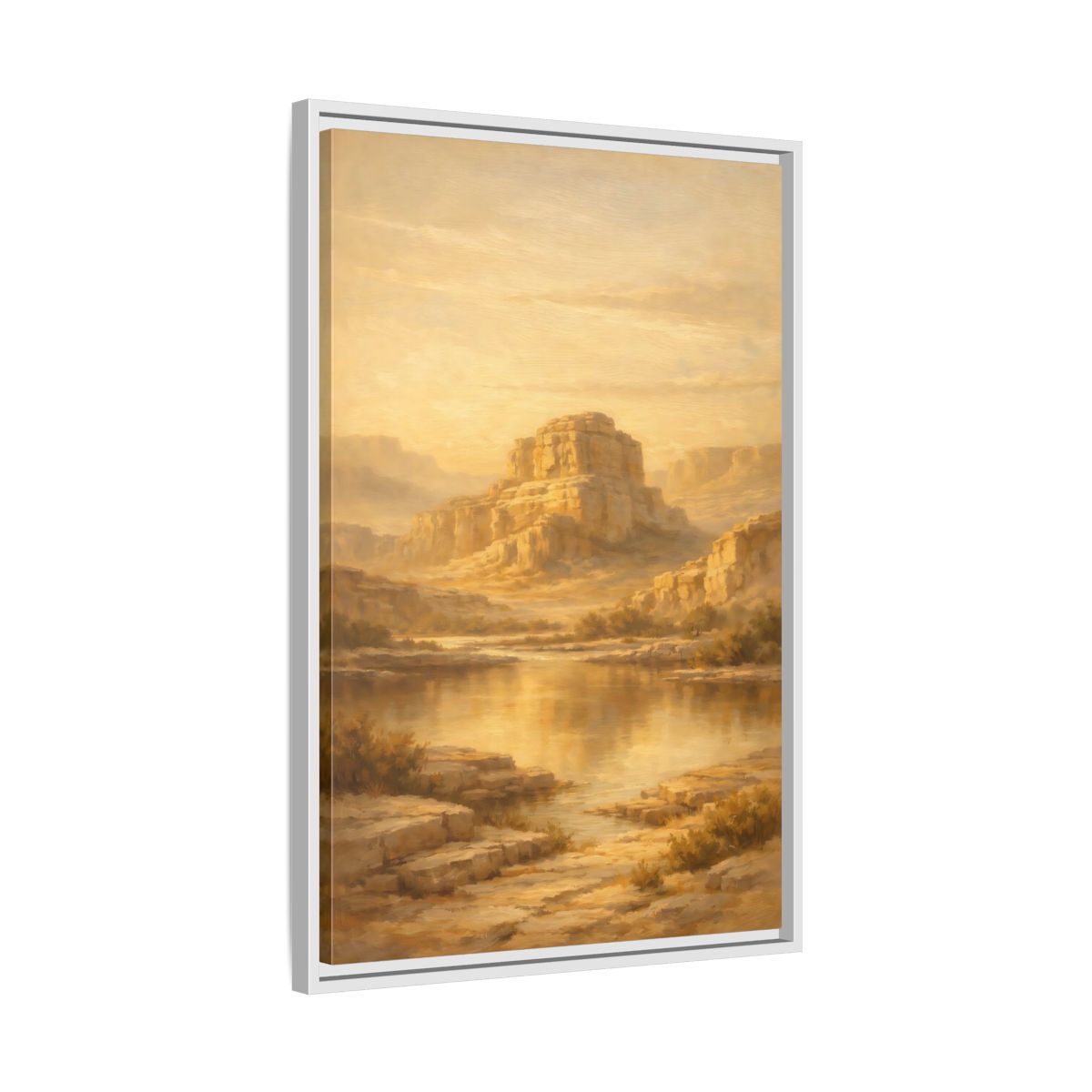 Side Mockup 11. Nature Desert Mountain Golden Desert shown as stretched canvas wall art