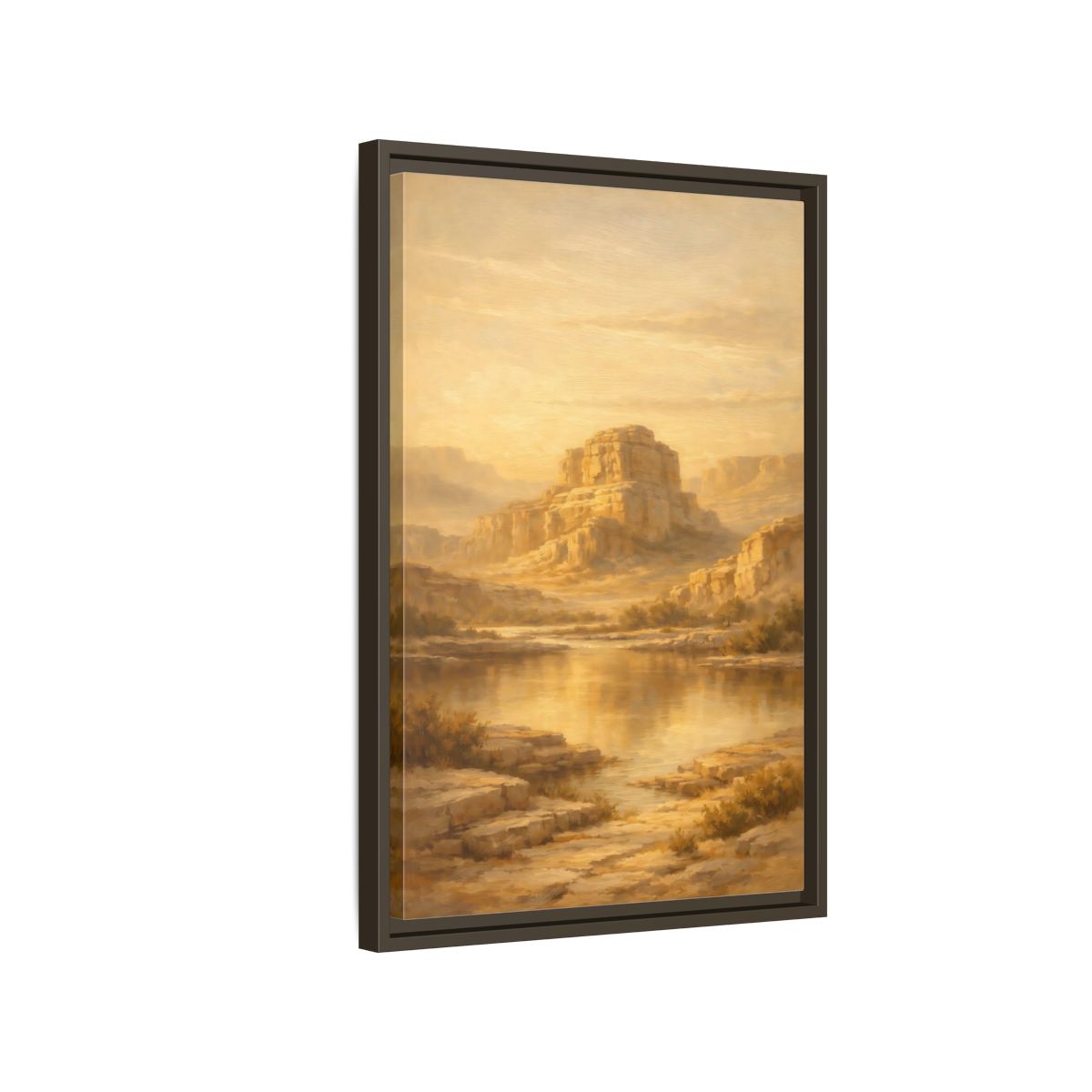 Side Mockup 2. Nature Desert Mountain Golden Desert shown as stretched canvas wall art