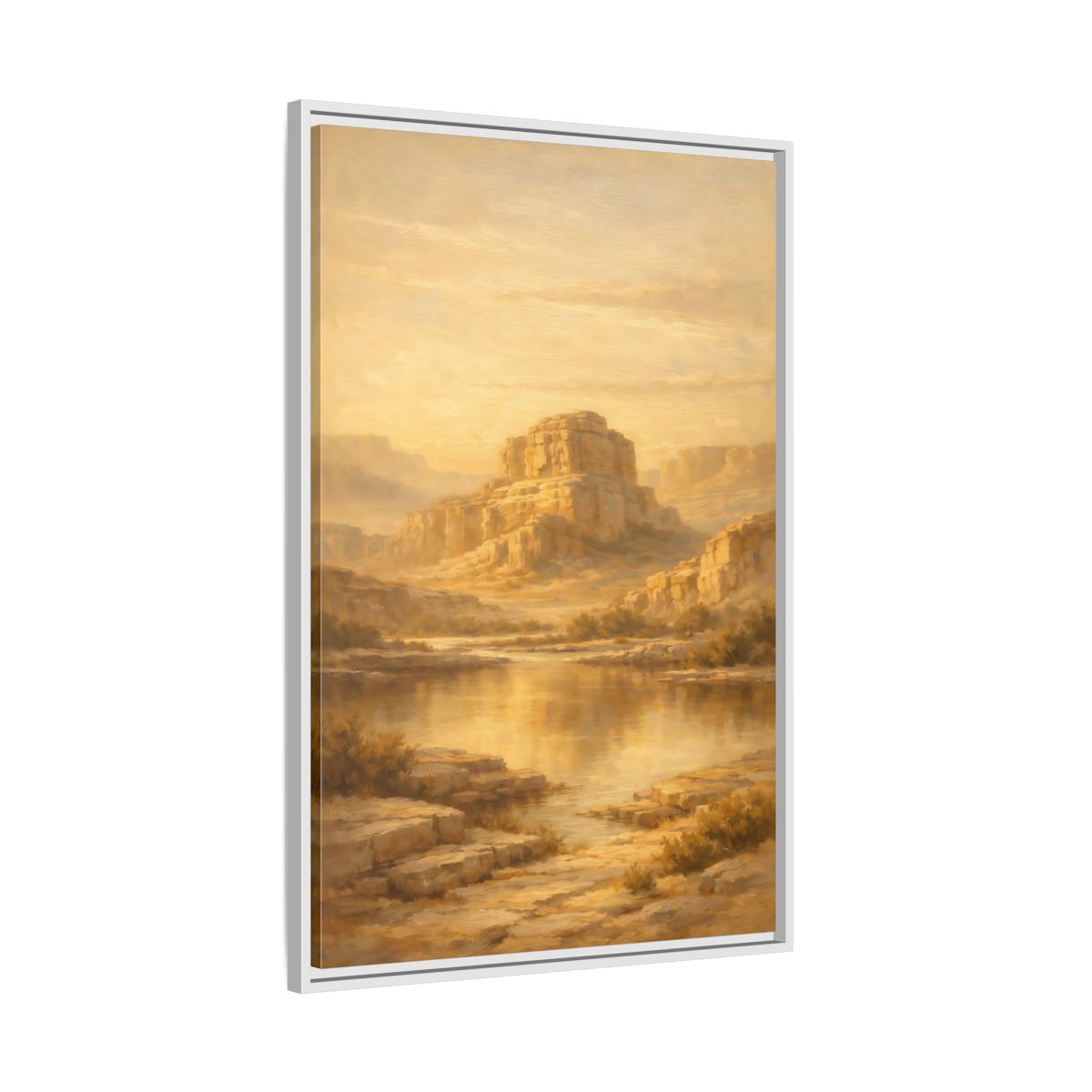 Side Mockup 9. Nature Desert Mountain Golden Desert shown as stretched canvas wall art