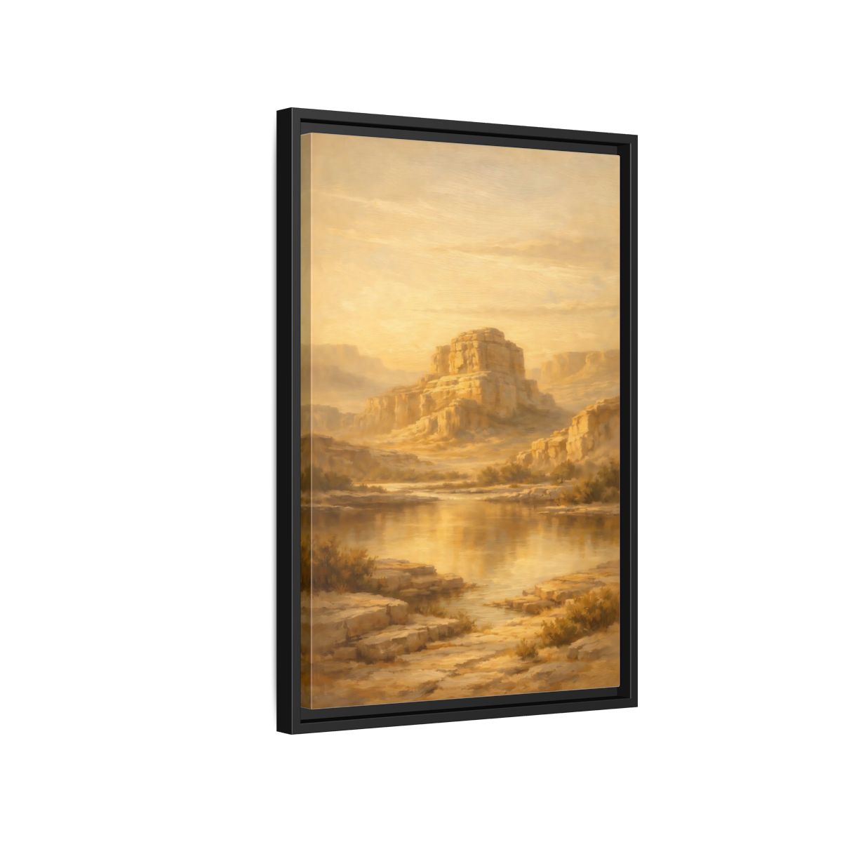 Side Mockup 3. Nature Desert Mountain Golden Desert shown as stretched canvas wall art