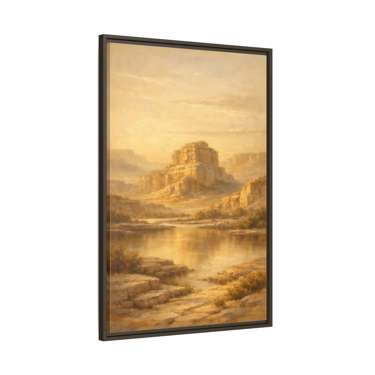 Side Mockup 10. Nature Desert Mountain Golden Desert shown as stretched canvas wall art