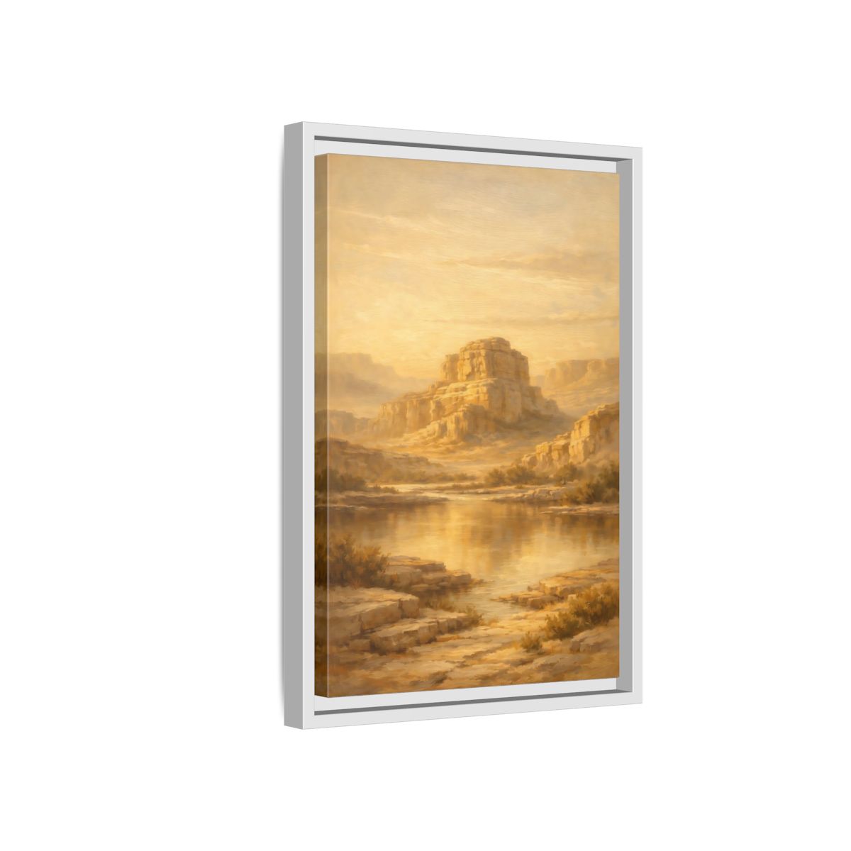 Side Mockup 4. Nature Desert Mountain Golden Desert shown as stretched canvas wall art