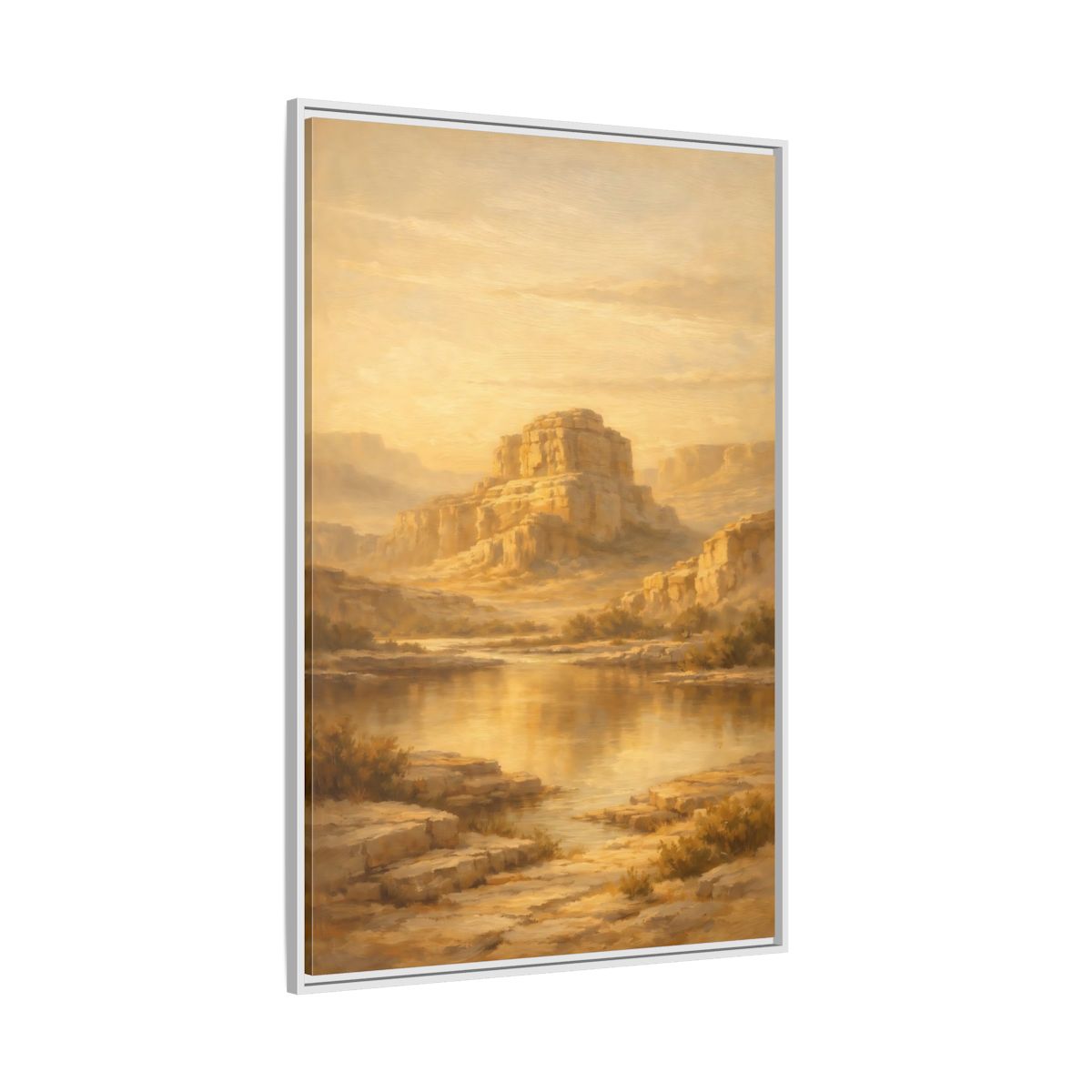 Side Mockup 7. Nature Desert Mountain Golden Desert shown as stretched canvas wall art