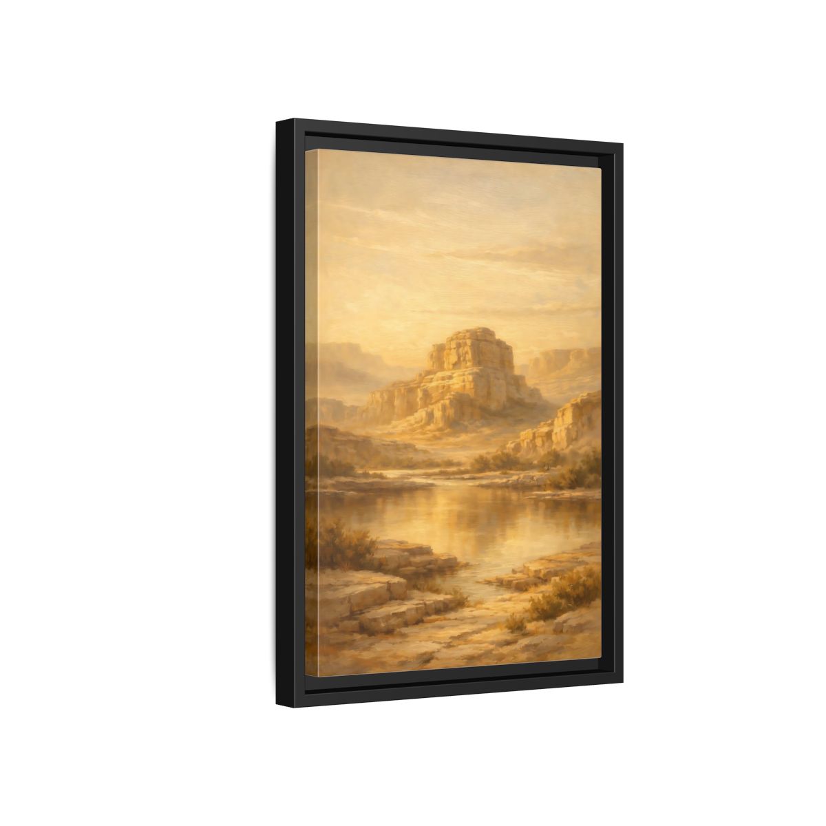 Side Mockup 6. Nature Desert Mountain Golden Desert shown as stretched canvas wall art