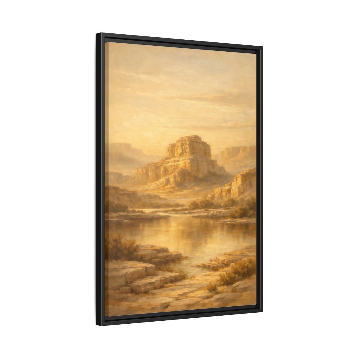 Side Mockup 14. Nature Desert Mountain Golden Desert shown as stretched canvas wall art