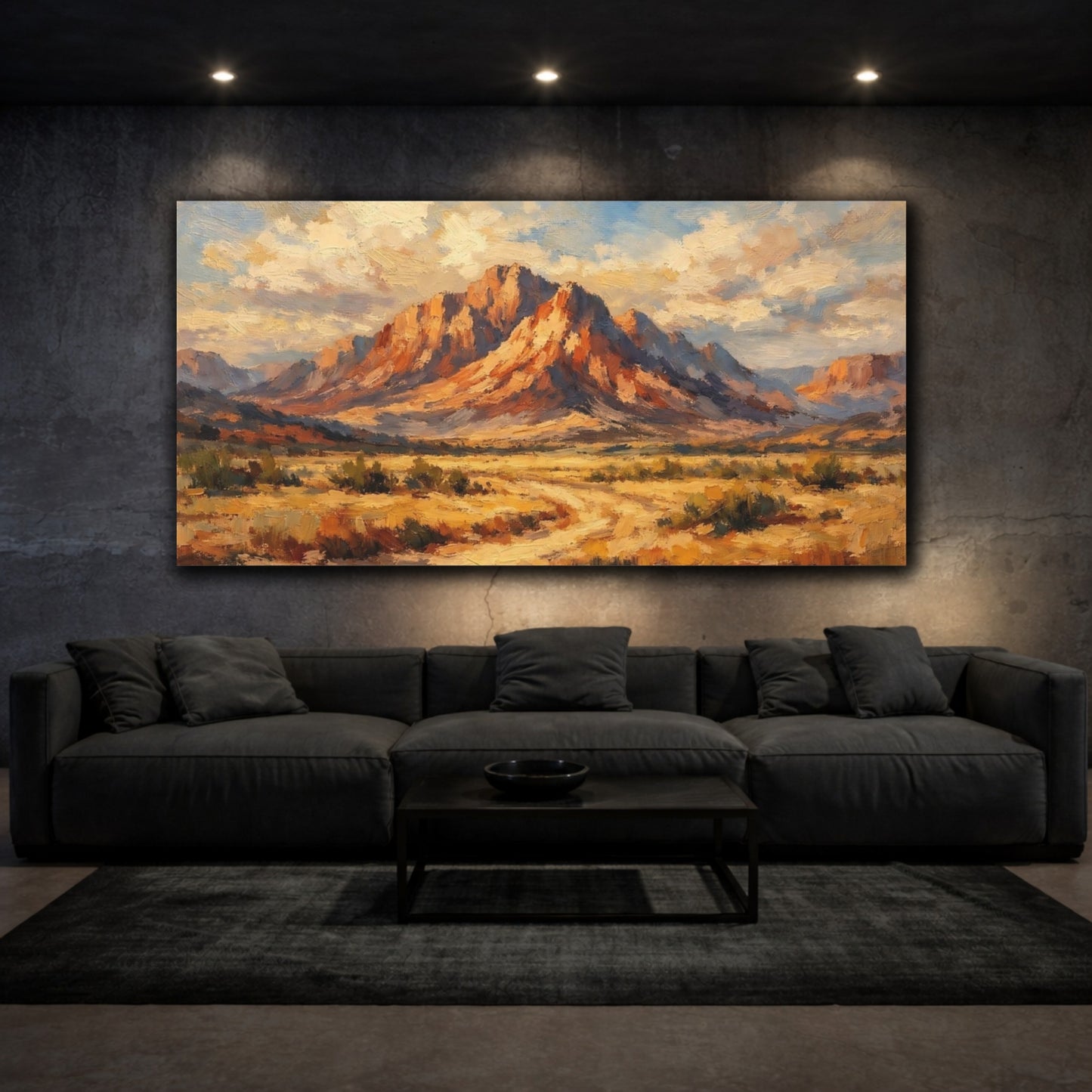 Mockup 2. Nature Desert Mountain Warm Desert shown as stretched canvas wall art