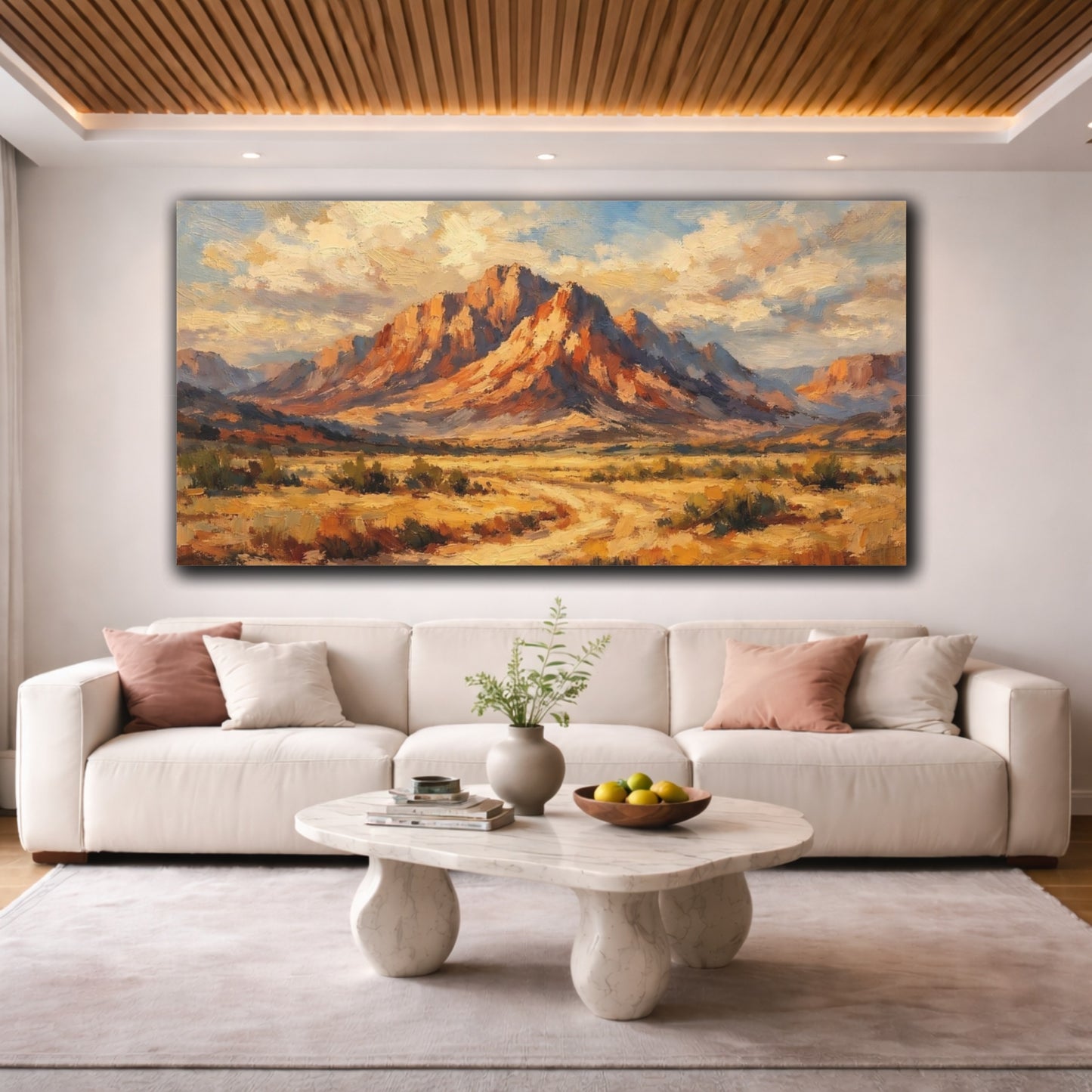 Mockup 3. Nature Desert Mountain Warm Desert shown as stretched canvas wall art