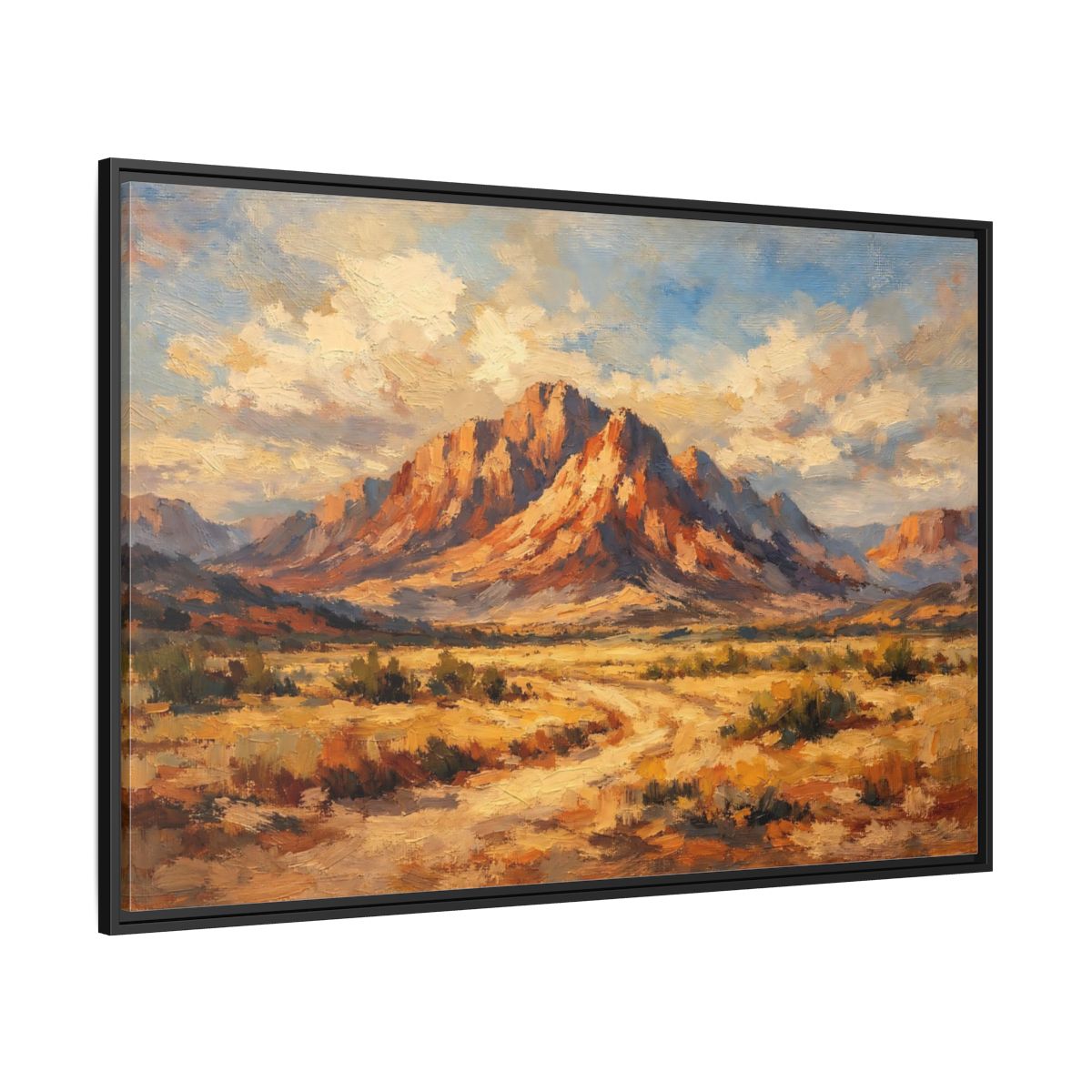 Side Mockup 12. Nature Desert Mountain Warm Tones Mountain shown as stretched canvas wall art
