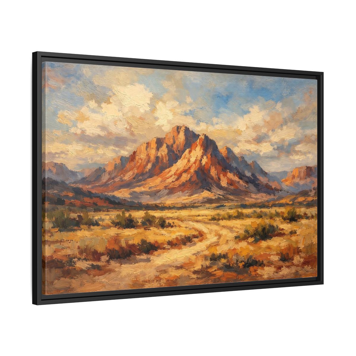 Side Mockup 13. Nature Desert Mountain Warm Tones Mountain shown as stretched canvas wall art